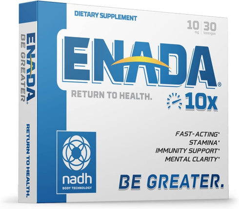ENADA 10X NADH Supplement for Active Lifestyle | Natural Energy Booster for Jet Lag, Athletic Performance & Studying |