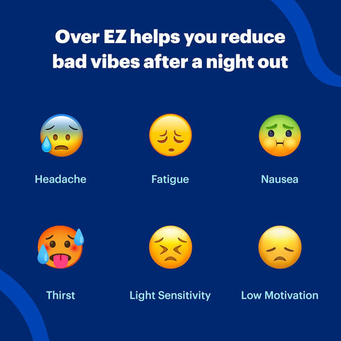 OVER EZ Pre-Drink Supplement - Party Recovery & Prevention Pills (12 Capsules) with Milk Thistle, Amino Acids, Vitamin
