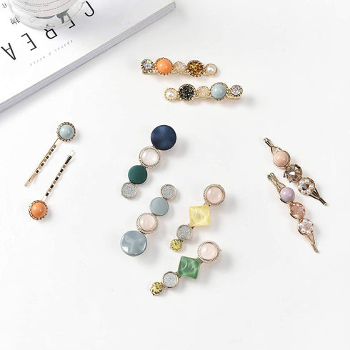Mehayi 20 PCS Macaron Pearls Hair Clips, Handmade Cute Hair Barrettes, Elegant Gold Hair Accessories for Women Girls