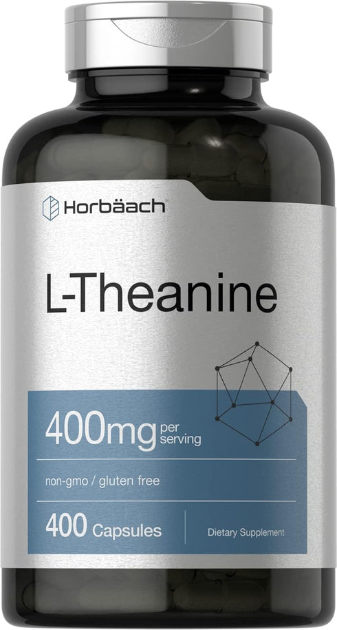 Horbaach L-Theanine 400mg, 400 Capsules | High Potency Non-GMO & Gluten Free Supplement