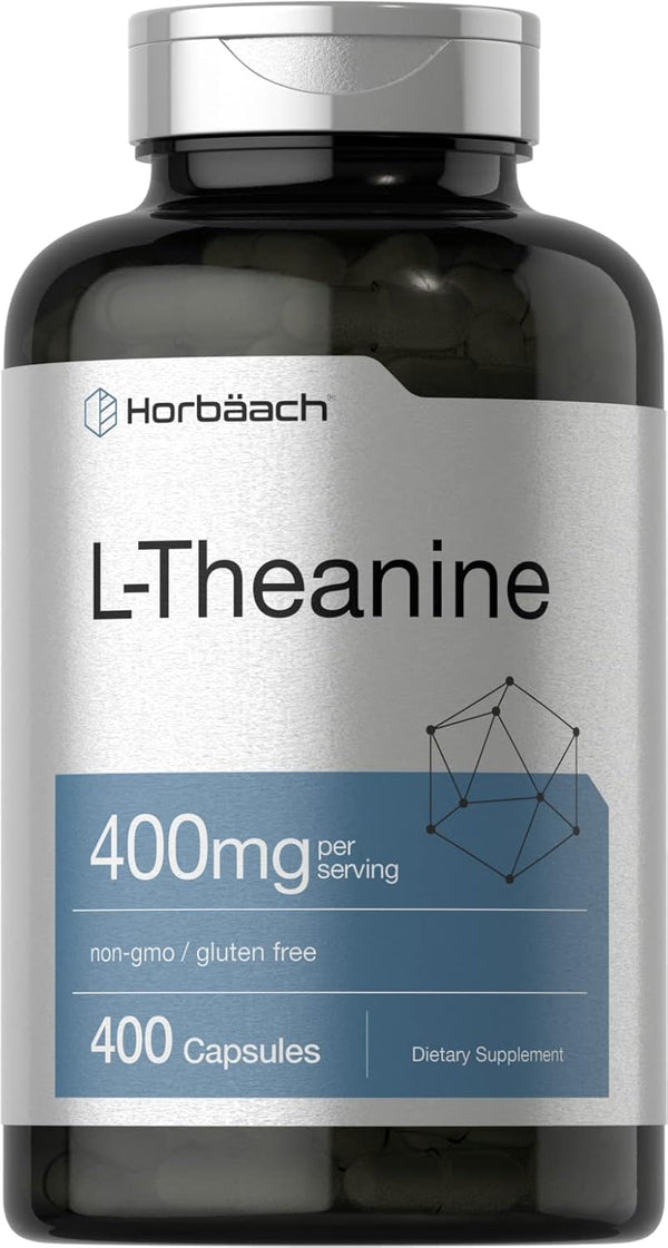 Horbaach L-Theanine 400mg, 400 Capsules | High Potency Non-GMO & Gluten Free Supplement