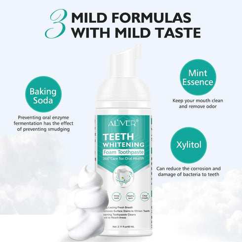 Smddx 2PCS,Stain Foam Toothpaste Removal Toothpaste for Sensitive Teeth,Teeth foaming Whitening,Baking Soda Spearmint