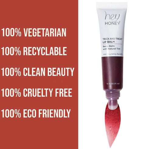 Hey Honey Skincare Trick and Treat Honey Berry Plumping Lip Balm | 2 In 1 Natural Tint | Hydrating & Moisturizing | 0.5