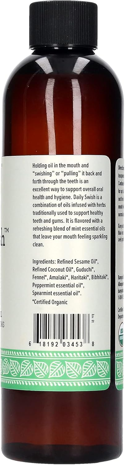 Banyan Botanicals Daily Swish Mint - Organic Ayurvedic Oil Pulling Mouthwash with Coconut Oil, 8oz