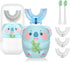 Kids Electric Toothbrush - U Shaped Sonic Automatic Brush with 5 Brush Heads, 6 Cleaning Modes, IPX7 Waterproof