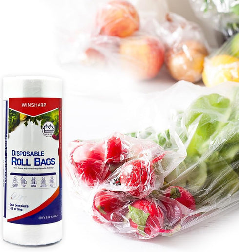 Food Storage Roll Bags, Disposable Plastic Bags, Mini Plastic Bags, 200 PCS Medium Roll Plastic Bags (9.84 x 13.7 inch)