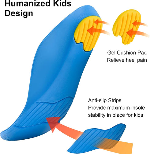 Kids Arch Support Orthotics Over-Pronation Plantar Fasciitis Flat Feet PU Foam Inserts Relieve Foot Back Hip Leg
