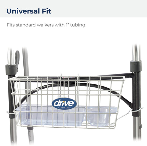 Drive Medical Walker Basket with Plastic Cup Holder, 10200B, White