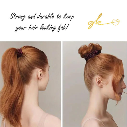 Soft Mulberry Silk Non Slip Colorful Scrunchies 4 Pack | Thin Elastic Ponytail Hair Ties for Girls | No Crease or Damage