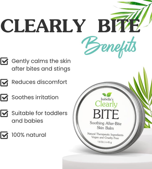 Isabella's Clearly BITE Soothing After Bite Balm, Fast Relief from Insect Bites, Natural Ointment with Aloe Vera