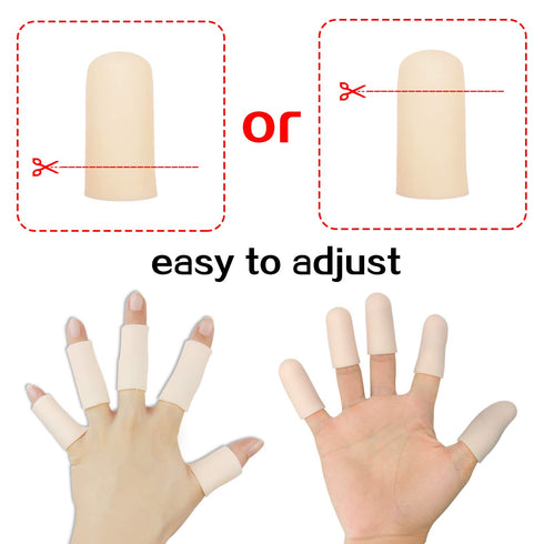 Gel Finger Cots, 14 PCS Finger Protector Support for Trigger Finger, Hand Eczema, and Arthritis (Beige, Short)