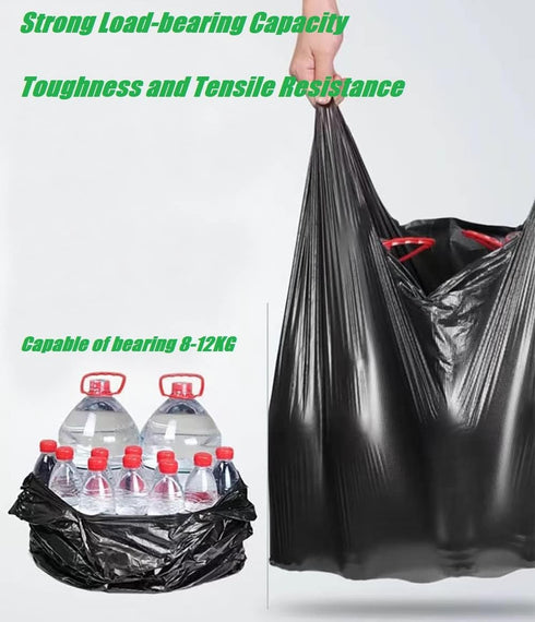 jixik 100 Count Trash Bags, 5 Gallon Garbage Bags with Handles, Unscented Black for Kitchen, Bedroom, Bathroom