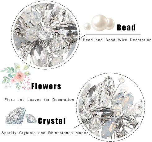 Yean Wedding Hair Comb - Silver Rhinestones Opal Crystal Vintage Bridal Hair Clips Accessories for Brides and