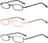 REAVEE 3 Pack Slim Pen Reading Glasses - Small Tube Stylish Readers for Men Women, Spring Hinged, Black Brown Blue
