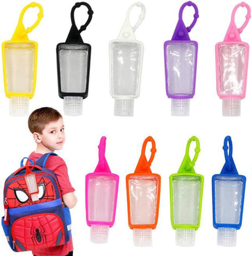 Skydume 3 (30ml/1oz) Snadulor Pcs Empty Hand Sanitizer Holder Keychain Travel Size Plastic Clear Bottles with Silicone