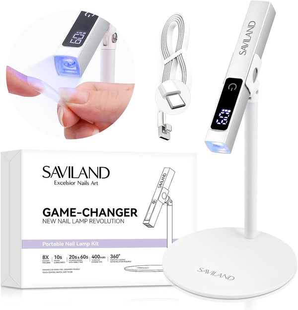 SAVILAND LED UV Light with Magnetic Stand, Portable Nail Lamp Kit for Home DIY Manicure