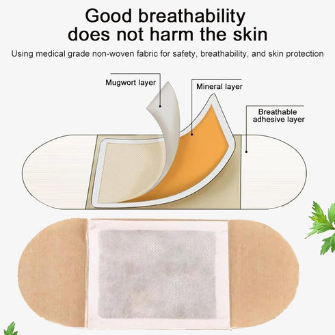 Mugwort Hot Moxibustion Patch - Self-Heating Natural Extract for Blood Circulation, Relieves Body Joints (20pcs)