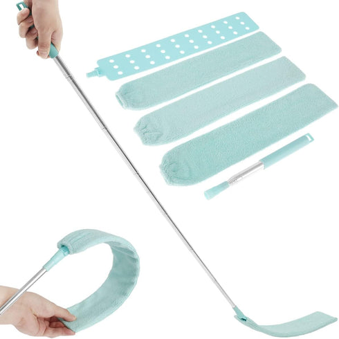 Kandishiex US Gap Dust Cleaner Retractable Microfiber Gap Dust Brush Flexible Long Flat Gap Duster with Extendable Pole