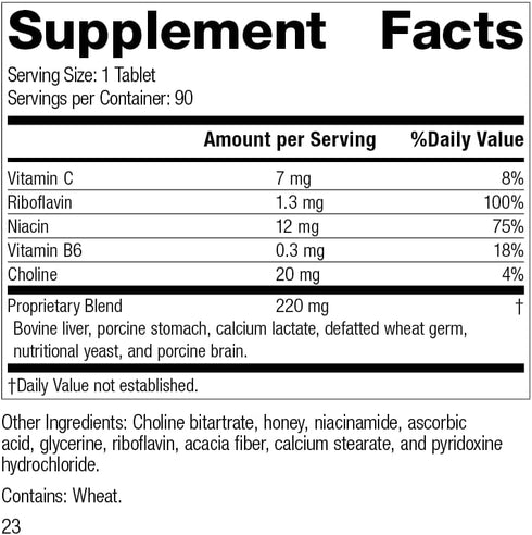 Standard Process Cataplex B2 - Whole Food Nervous System Supplements, Metabolism, Brain Supplement and Liver Support with Calcium Lactate, Riboflavin, Wheat Germ, Choline and More - 90 Tablets