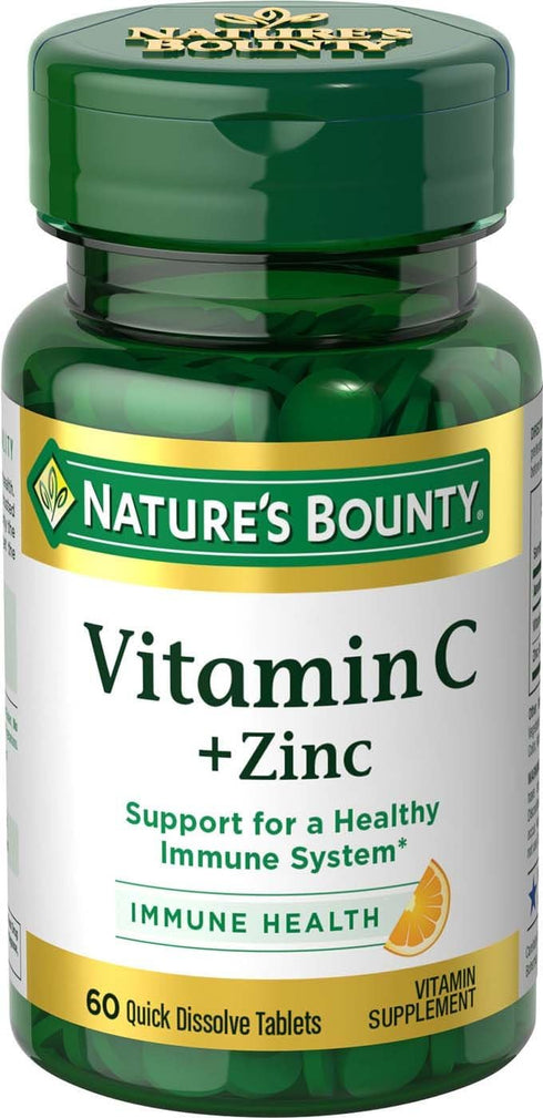 Nature's Bounty Vitamin C + Zinc, Vitamin Supplement, Supports Immune Health, 60