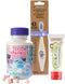 Jack N' Jill Brushing Essentials Combo Pack: Kids Toothbrush, Natural Certified Strawberry Toothpaste & Tooth Cleaning