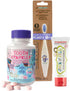 Jack N' Jill Brushing Essentials Combo Pack: Kids Toothbrush, Natural Certified Strawberry Toothpaste & Tooth Cleaning