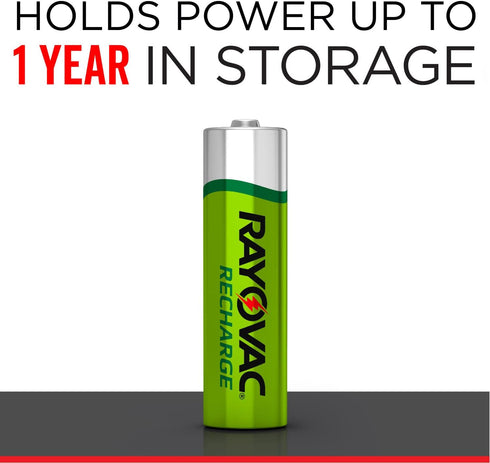 Rayovac Rechargeable AA Batteries, 8 Pack, NiMH Double A Batteries