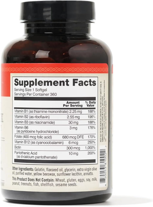 NatureWise Vitamin B Complex for Women and Men - 360 Softgels, Support Cellular Energy & Mental Clarity