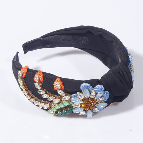 Yusier Baroque Rhinestone Crystal Headbands - Exquisite Hair Accessories for Women, Available in 5 Colors (Black)