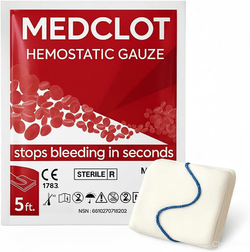 MEDCLOT clotting Gauze Z-Fold Quick Clotting Hemostatic Dressing Stops Bleeding Fast Hemostatic Gauze