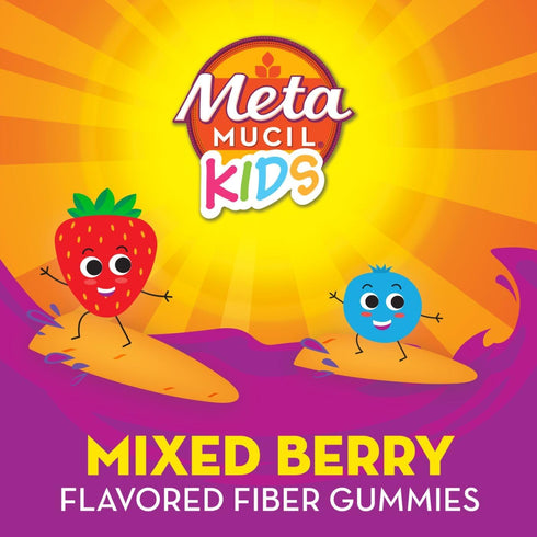 Metamucil Kids Fiber Supplement Gummies, No Sugar Added, 5g Prebiotic Fiber Blend, 120ct Gummies for Digestive Health