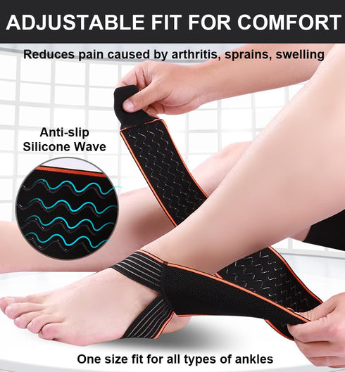 SUJAYU 2 PCS Ankle Braces for Men & Women, Ankle Compression Sleeve Plantar Fasciitis Brace Plantar Fasciitis Relief
