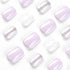 Square Press on Nails, Short Fake Nails with Glitter and Marbling Design, 24Pcs for Women Manicure