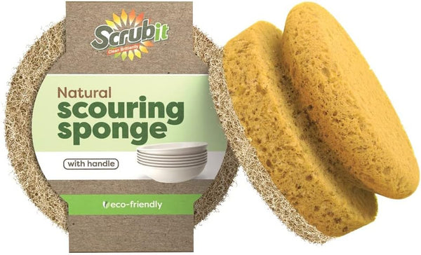 SCRUBIT Natural Scouring Pads, Eco-Friendly Scrubbing Sponges for Kitchen Cleaning, 2 Pack