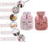 Pineeseatile Hot Water Bag Hot Water Bottle Cartoon Rubber Feet Warmer Water Heating Pad with Plush Cover Beige Plush