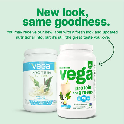 Vega Protein and Greens Protein Powder, Berry, 1.2 lbs, 20g Plant Based Protein Plus Veggies