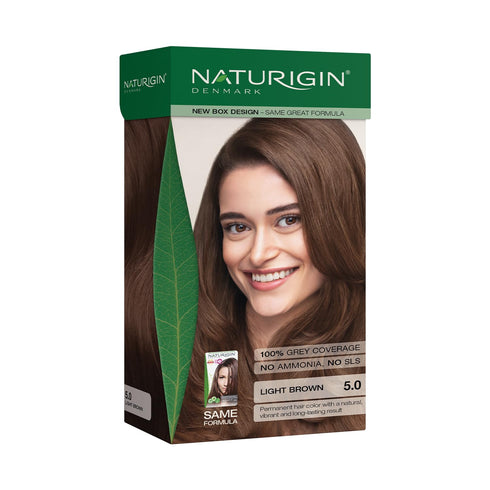 Naturigin Permanent Hair Color 5.0 Light Brown (Chocolate) – Ammonia Free, 100% Gray Coverage, Vegan