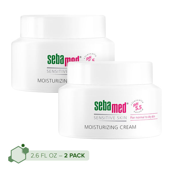 SEBAMED Moisturizing Face Cream for Sensitive Skin, 2.6 Fluid Ounces, Pack of 2