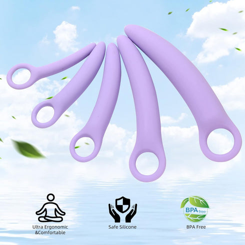 Qaveuny 5 Pack Set,Pelvic Silicone Pelvic Floor Muscle Dilator Trainer Wand Massager for WomenPelvic Floor