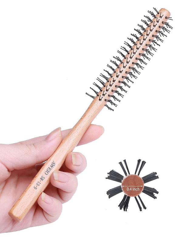 Small Round Brush for Short Hair, 1 Inch Mini Quiff Roller for Women and Men, Best for Styling, Lifting, Curling - Off