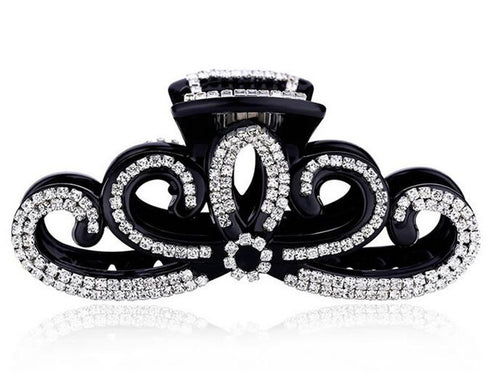 Suoirblss Women Rhinestones Large Hair Claw Clip, Thick Hair Accessories (Black)