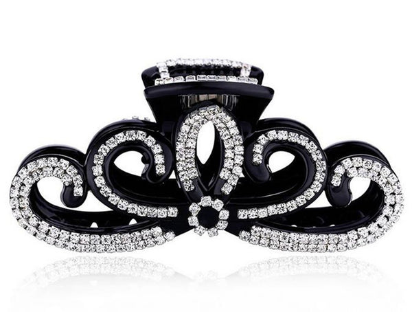 Suoirblss Women Rhinestones Large Hair Claw Clip, Thick Hair Accessories (Black)