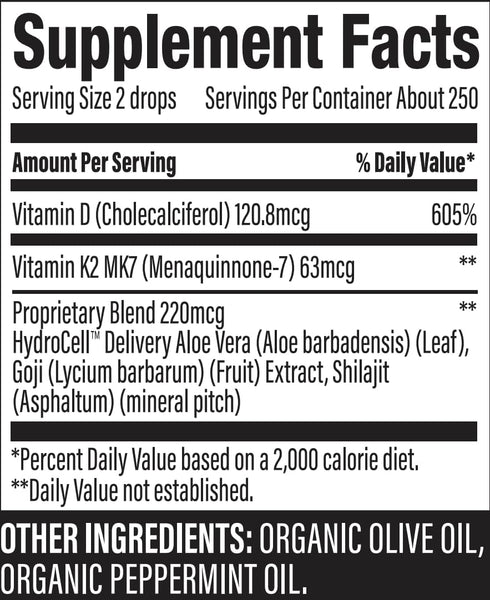 Surthrival Vitamin D3+K2 Daylight Concentrate, 0.5 oz, Approx. 270 Servings, Supports Immune & Bone Health