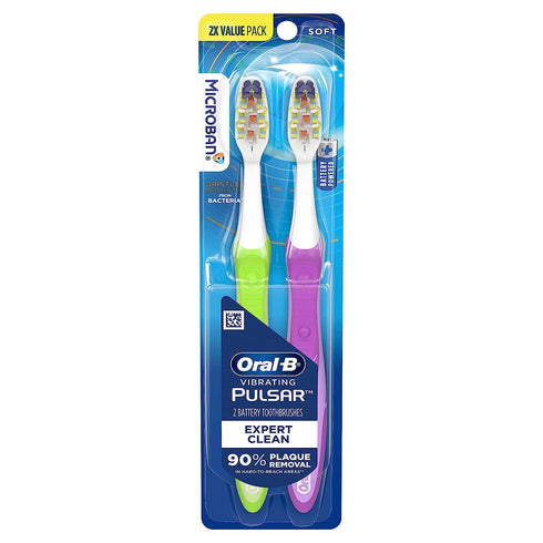 Oral-B 2 Count 2 Count (Pack 1) Pulsar Expert Clean Battery Toothbrush, Medium, & Pro-Health Pulsar Battery Toothbrush