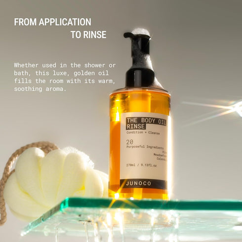 JUNO & Co. Shower Oil Body Wash, Moisturizing Body Wash with Rice Bran Oil and Calendula Extract