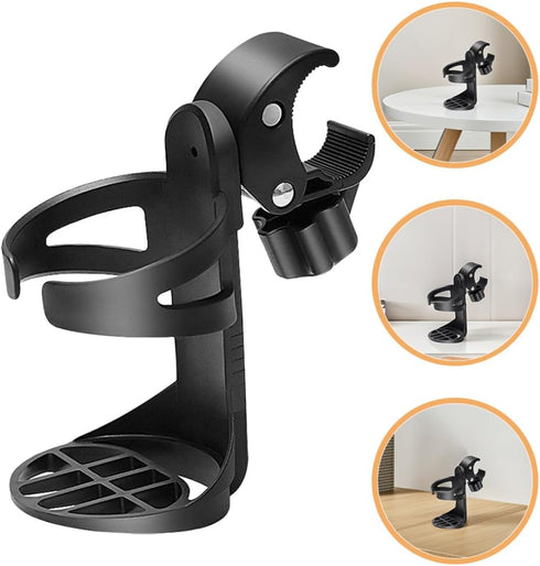 Ipetboom 2pcs Universal Cup Holder for Wheelchair and Stroller, Rolling Cart Accessories with Bottle Cage, Bike Drink