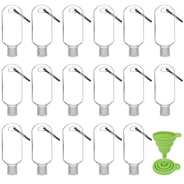 Abodhu 30Pcs Empty Hand Sanitizer Travel Bottles with Keychain, 2.03oz/60ml Refillable Plastic Containers