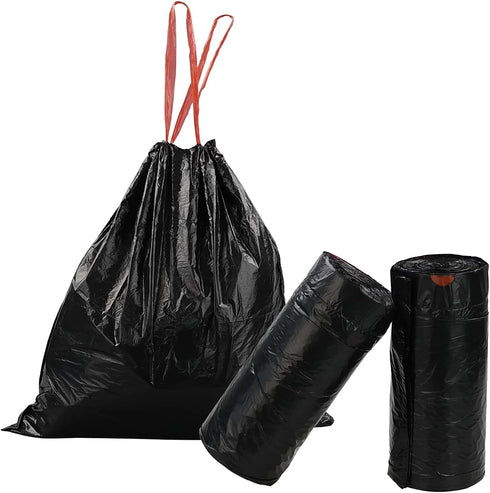 8 Gallon Medium Drawstring Garbage Bag Trash Can Liner, Black Garbage Bags, 104 Bags by Parlynies