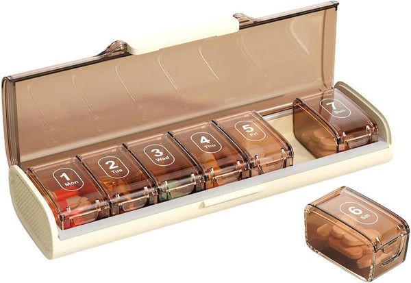 SAVN89 7 Day -Pill -Organizer with Removable -Daily Boxes Large Capacity BPA-Free Weekly