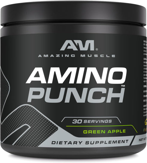 Amino Punch, 30 Servings, Green Apple Flavor, Proprietary Blend of Amino Acids, Made in USA